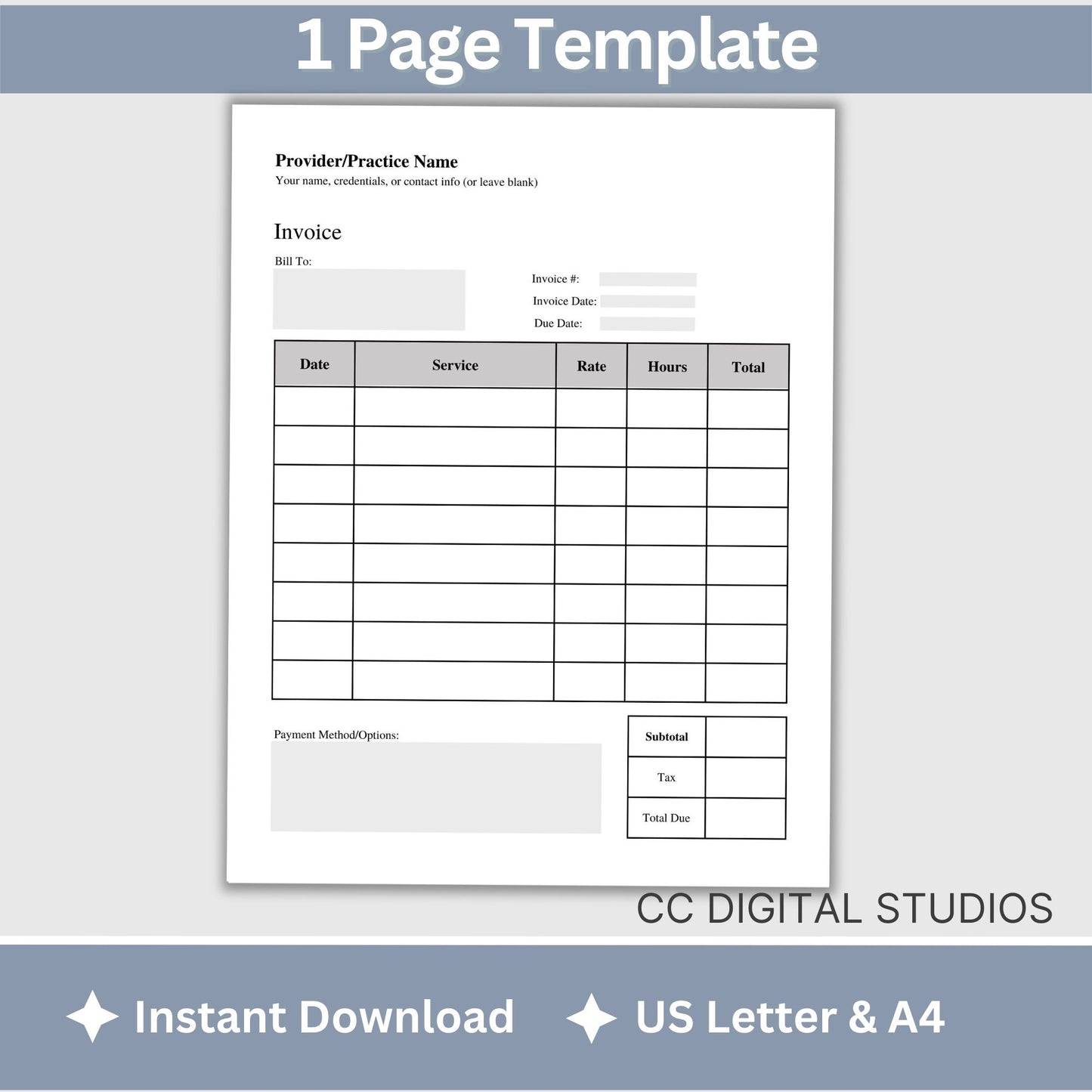 Invoice Template for Private Practice Billing