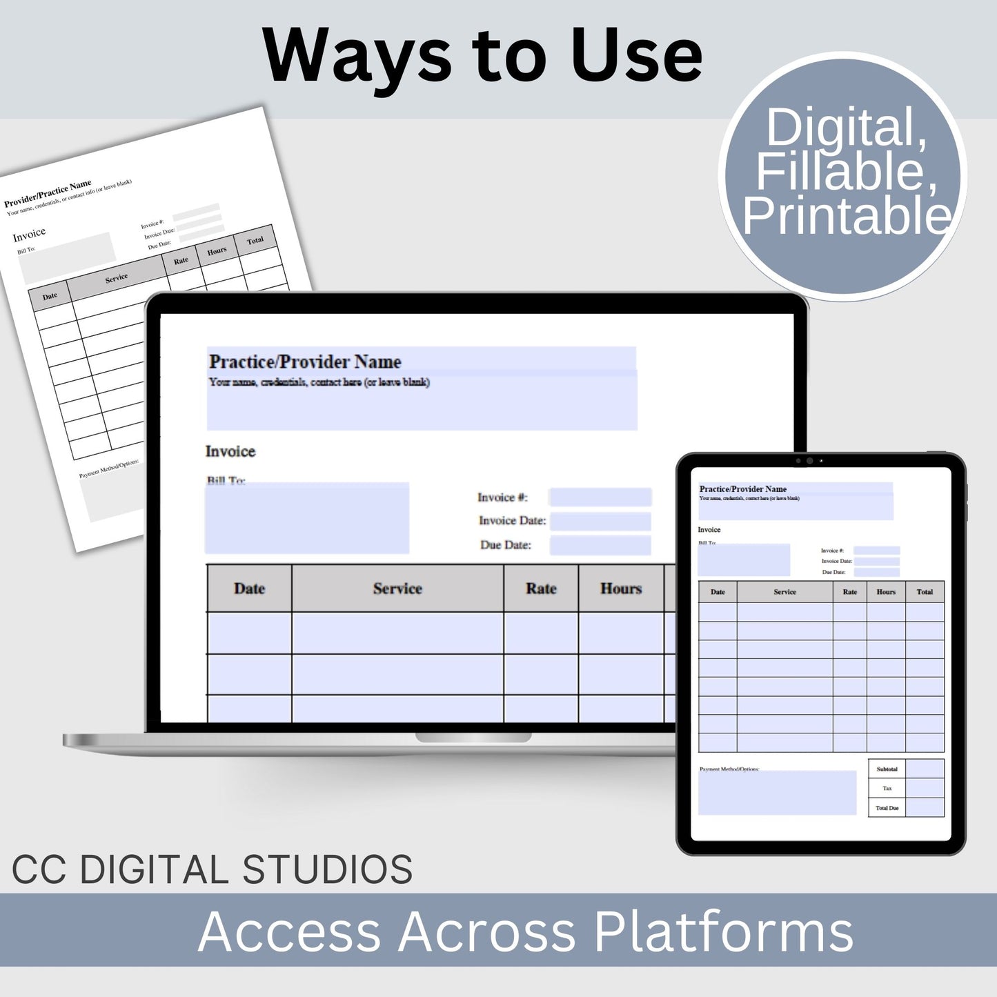 Invoice for billing in private practice.  Impress your clients with clear, concise, and personalized therapist office invoice that reflect your professionalism and attention to detail.