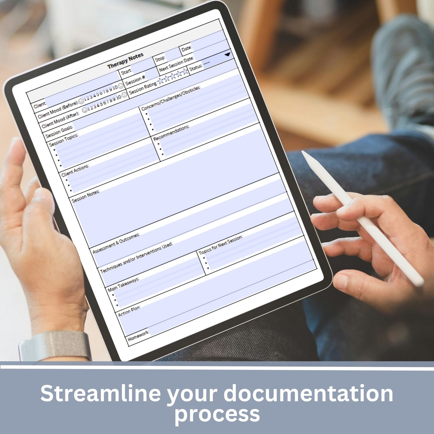 This therapist notes sheet is designed for efficient and effective session documentation. This therapy tool provides a structured framework, ensuring vital information is captured without missing key details.