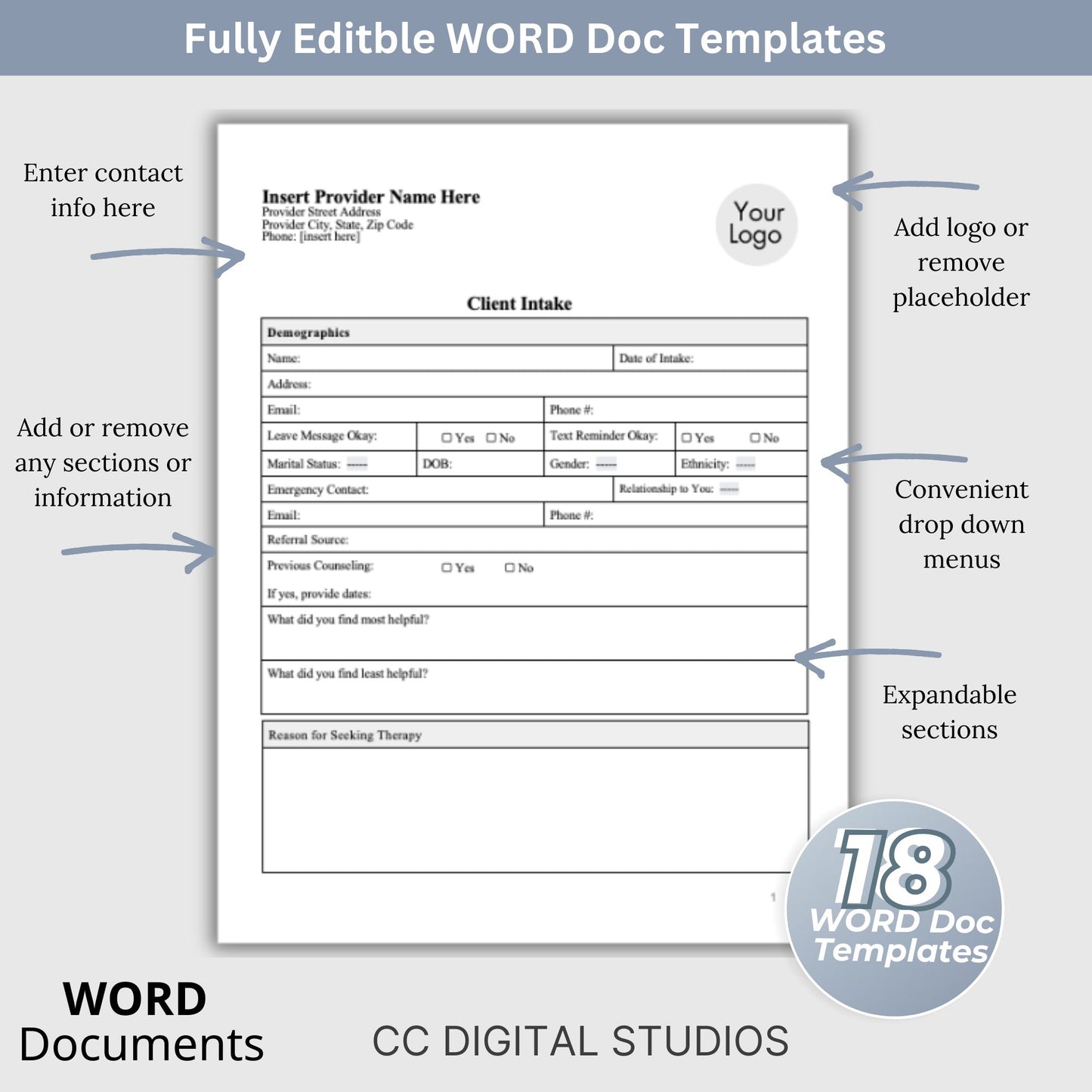 Therapy Notes and Office Policies Private Practice BUNDLE, WORD Doc Counseling Intake, Progress Notes, Treatment Plan, Client Intake. 18 essential forms designed to streamline and organize your client records. Private practice counseling office