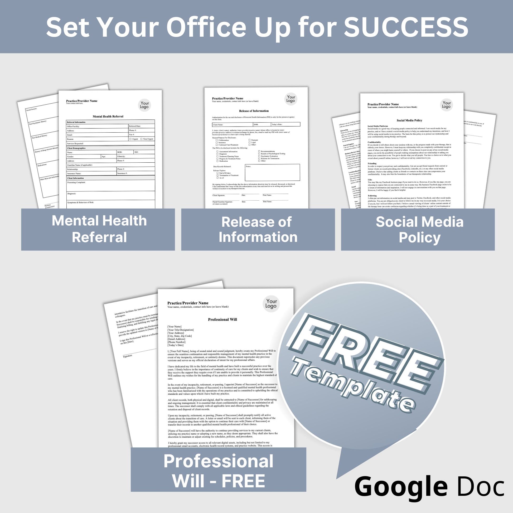 Private Practice Therapists Office Forms Bundle - your one-stop solution for all the essential policies, consents, authorizations and notices to run a successful private practice