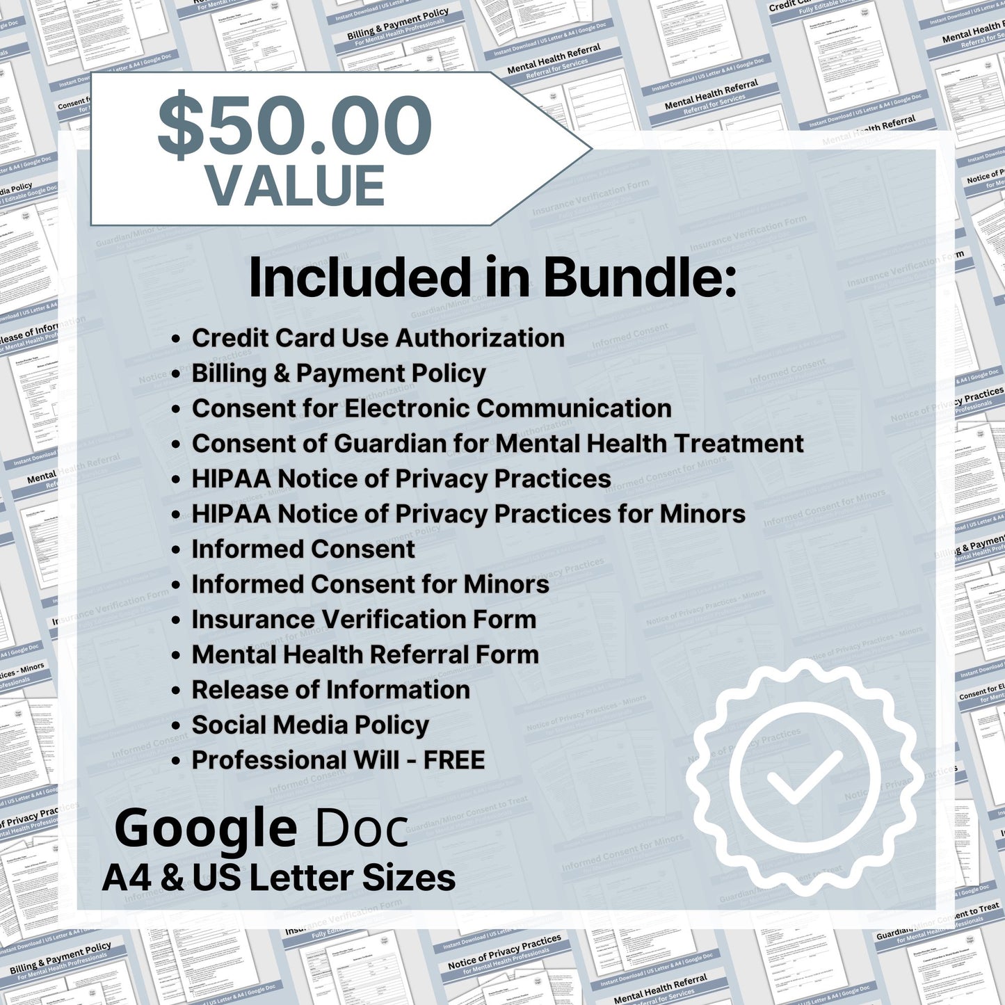 Private Practice Therapists Office Forms Bundle - your one-stop solution for all the essential policies, consents, authorizations and notices to run a successful private practice