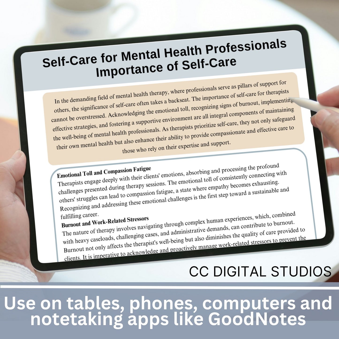 Self-care companion for mental health professionals experiences compassion fatigue and burnout. 200+ Therapy Questions and Self-Reflection prompts, providing therapists with a personalized toolkit to assess and enhance their well-being.