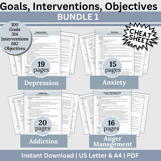 therapy resource to help therapists create effective treatment plans, focus on therapy goals, interventions, and measurable objectives.  Treatment plans for depression, anxiety, substance abuse treatment plans, and anger management. Therapy no