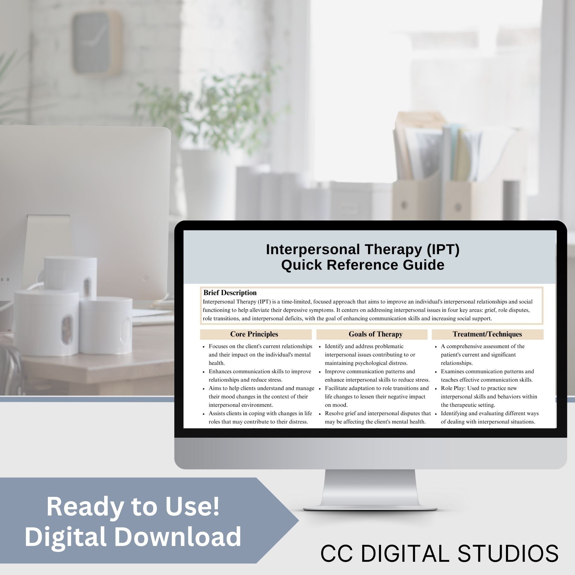 Psychology Cheat Sheet Bundle of Therapeutic Modalities: CBT, DBT, EMD ...