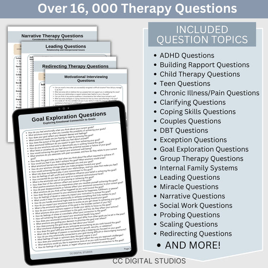 Whole Shop Bundle Therapy Cheat Sheets, Therapy Objectives and Goals, Therapy Questions, SMART Goals, Therapy Interventions, Guides