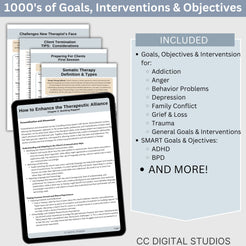 Whole Shop Bundle Therapy Cheat Sheets, Therapy Objectives and Goals ...