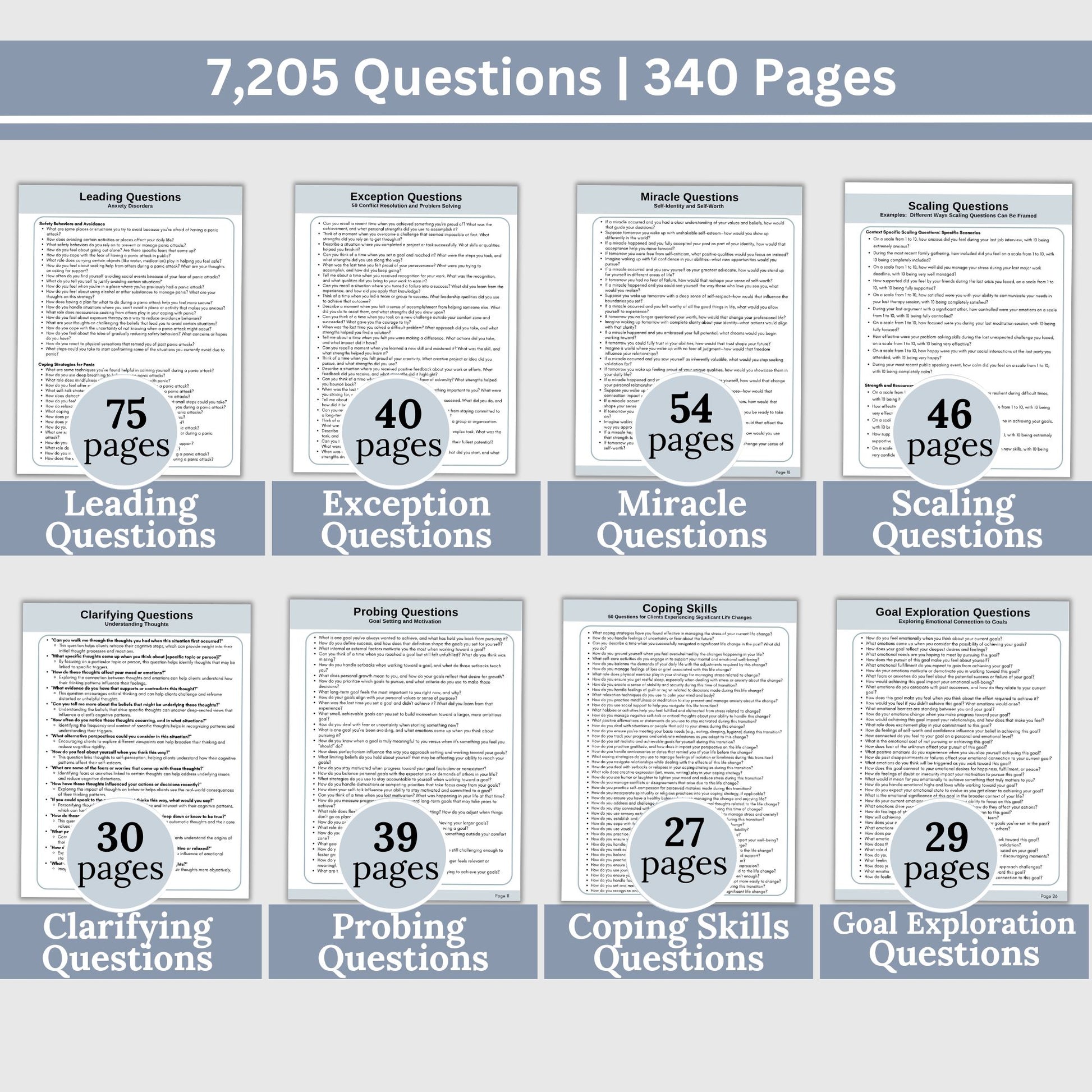 Therapy Questions Bundle with over 16,000+ therapy cheat sheet questions designed to enhance your counseling sessions! This comprehensive resource includes a vast collection of therapy questions, social worker, mental health, therapy notes