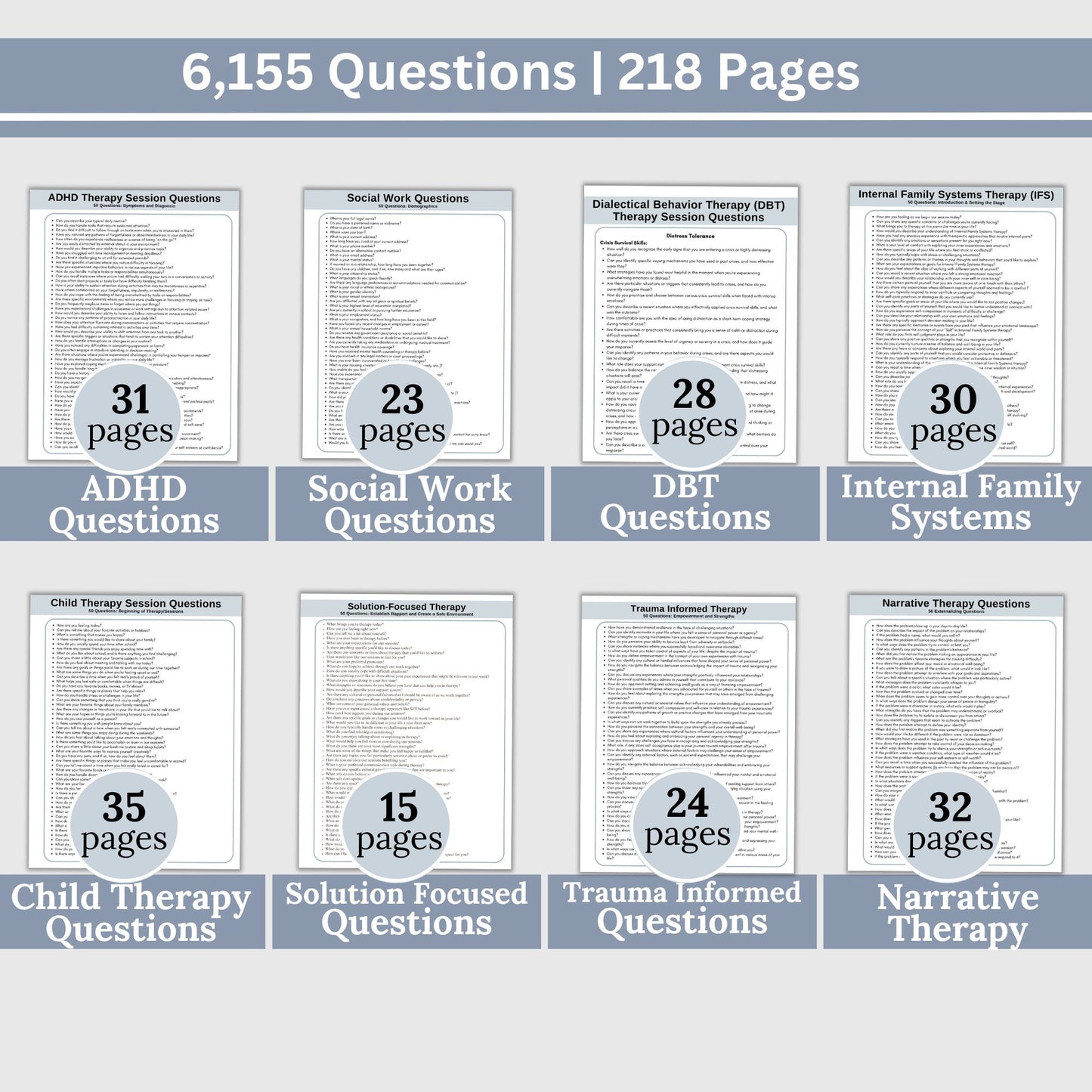 Therapy Questions Bundle with over 16,000+ therapy cheat sheet questions designed to enhance your counseling sessions! This comprehensive resource includes a vast collection of therapy questions, social worker, mental health, therapy notes