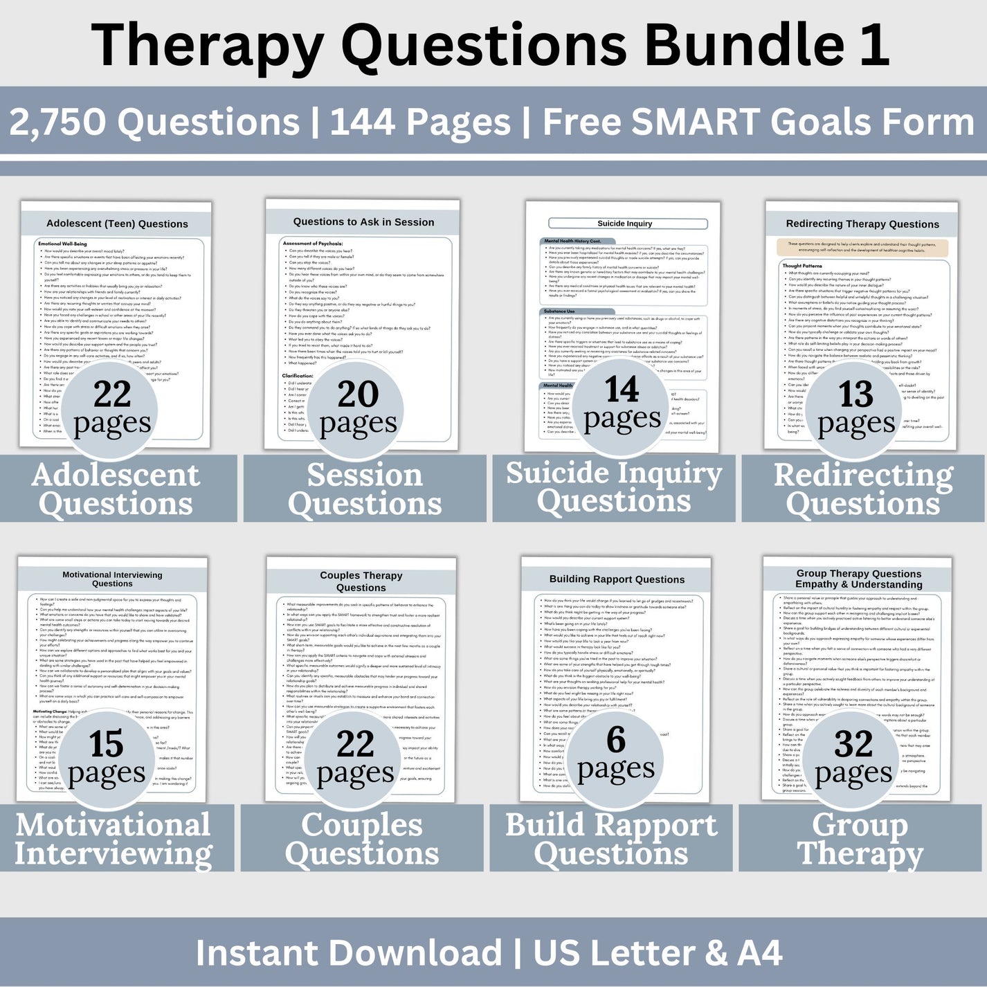 Therapy Questions Bundle: 2,750 Curated Questions for Enhanced Therapy ...