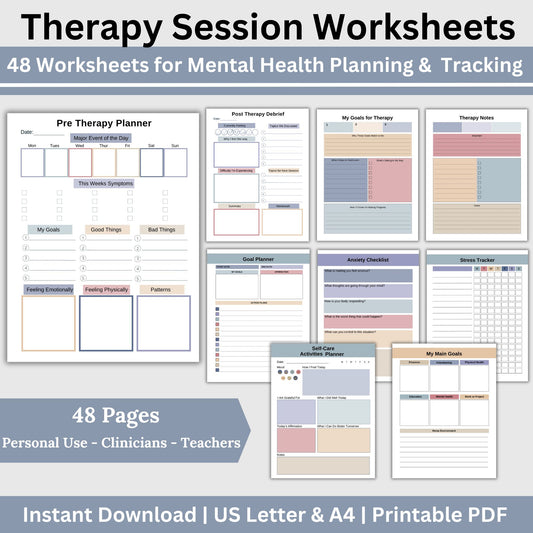 Therapy Session Planner & Tracker Worksheets