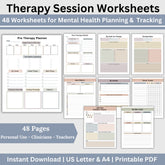 Therapy Session Planner & Tracker Worksheets