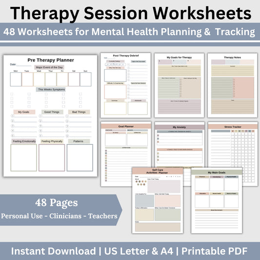 Therapy Session Planner & Tracker Worksheets