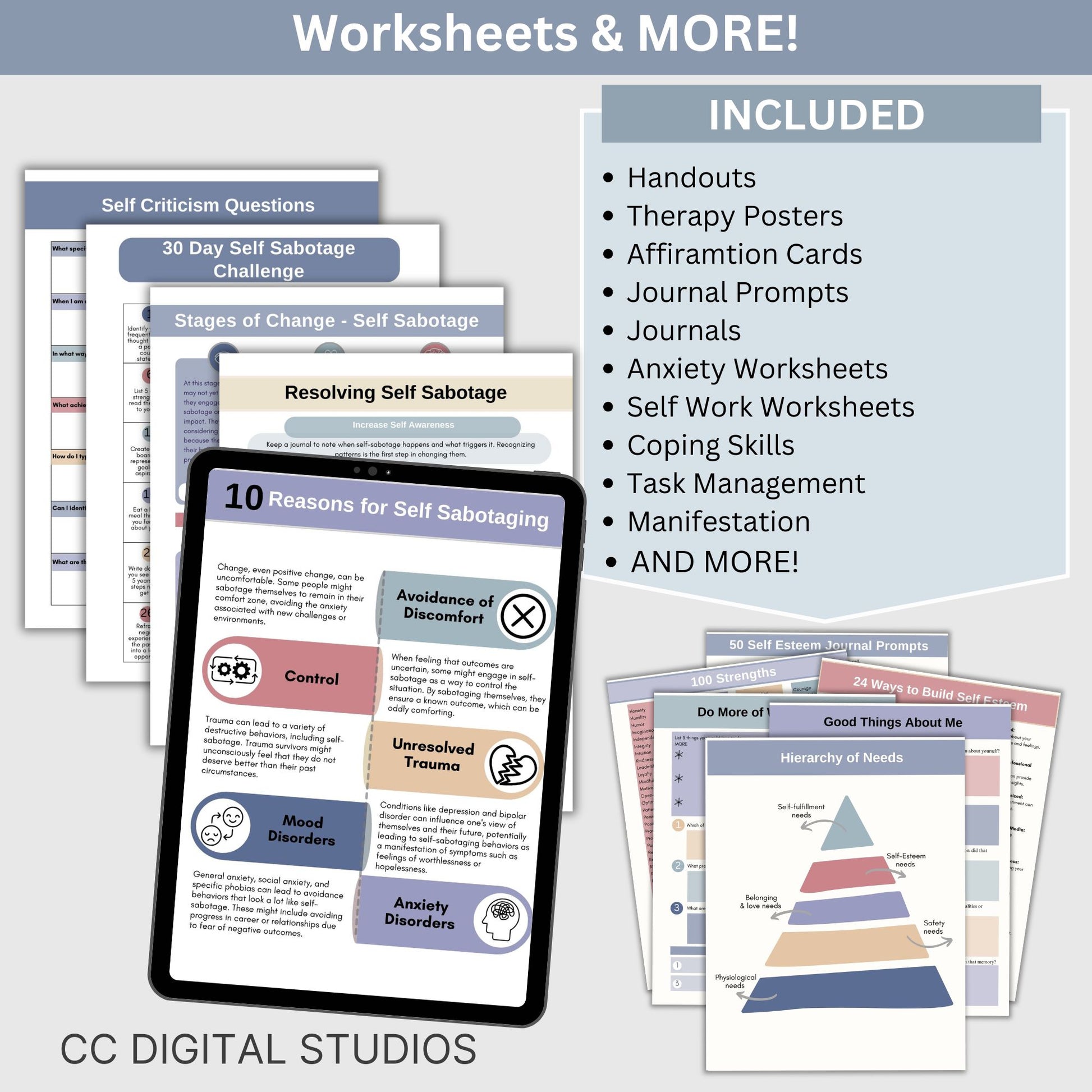 Therapy Worksheet Bundle – CBT, DBT, Anxiety, Emotion Processing & More | 6-Month Subscription to New Monthly Resources for Mental Health