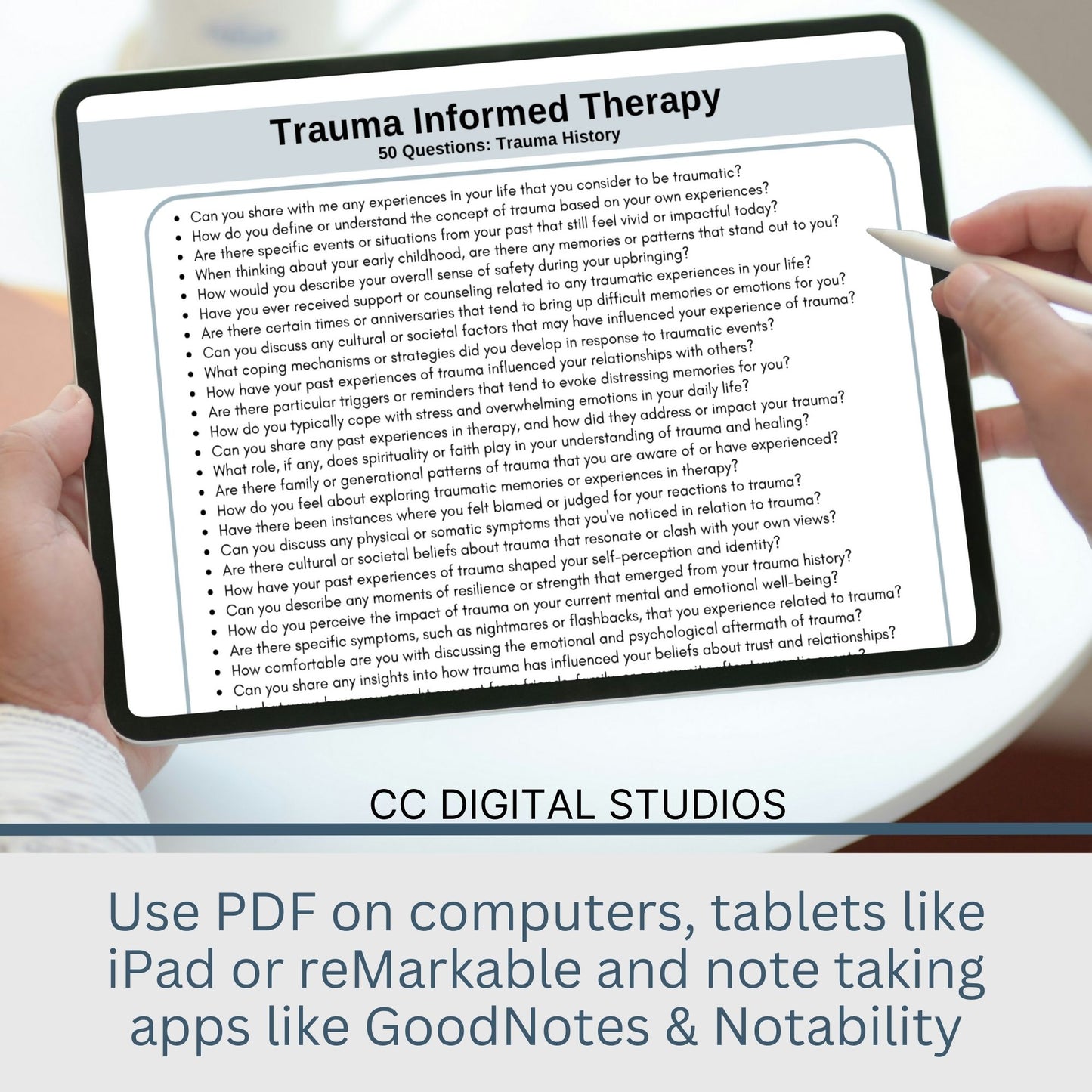 Trauma informed therapy questions, cheat sheet for therapist office. This set of 750 probing and empathetic questions is thoughtfully crafted to foster a safe and supportive environment for your clients on their healing journey.