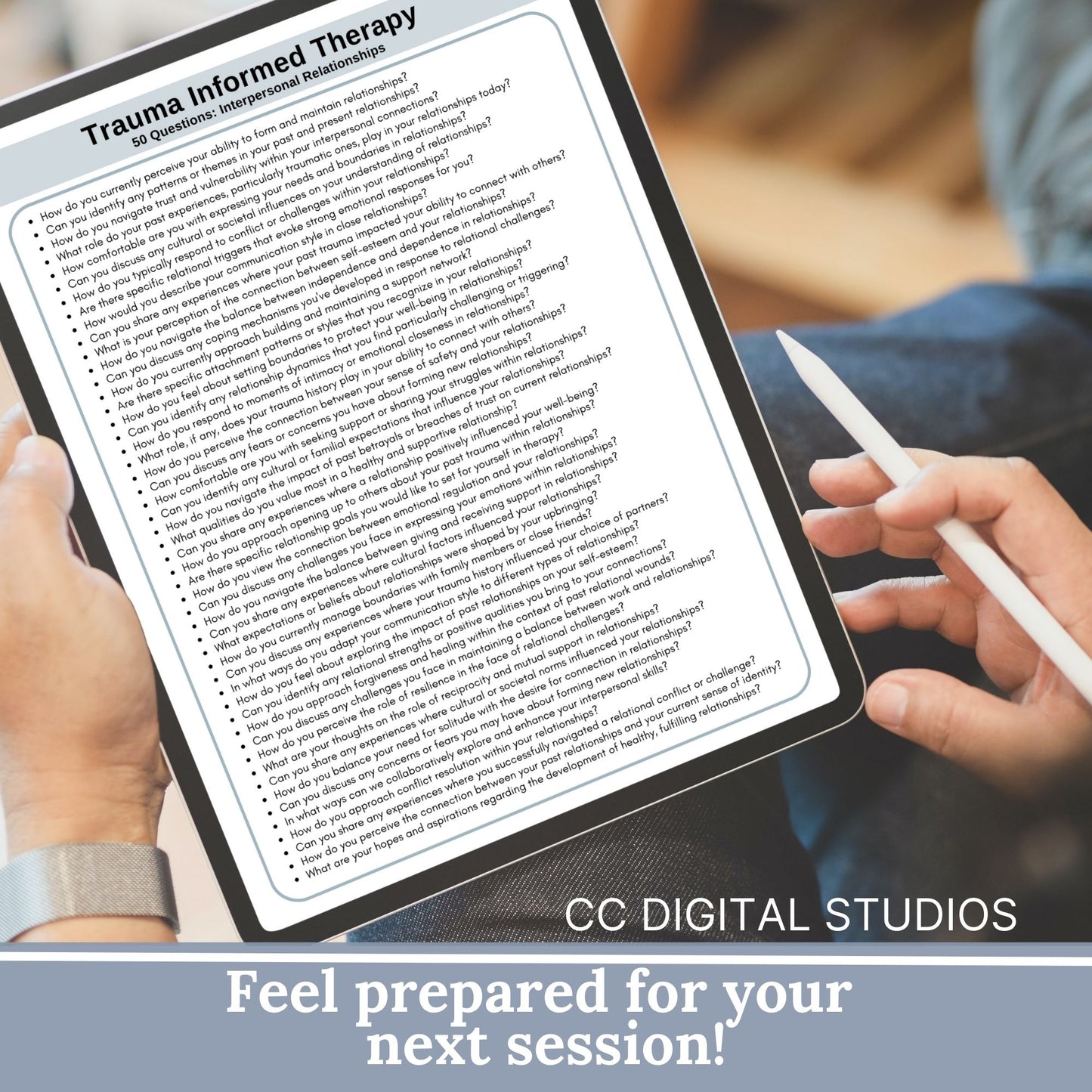 Trauma informed therapy questions, cheat sheet for therapist office. This set of 750 probing and empathetic questions is thoughtfully crafted to foster a safe and supportive environment for your clients on their healing journey.