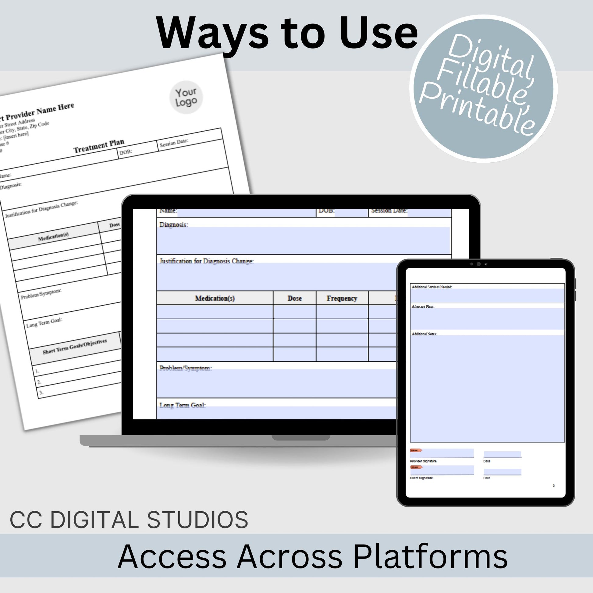 Treatment Plan Template, a fillable PDF designed to optimize your private practice or counseling office. This form empowers therapists to streamline their documentation process with efficient therapy notes.