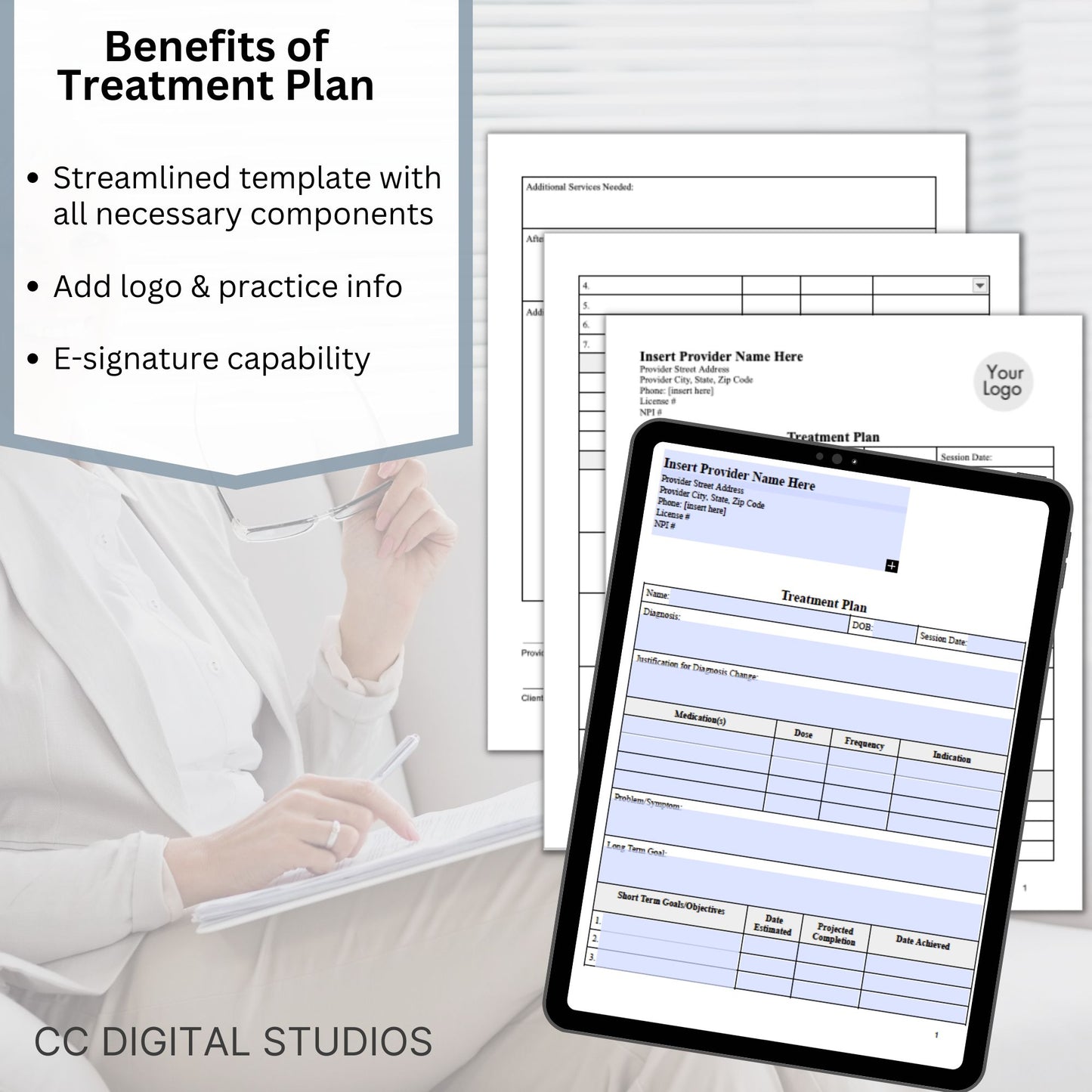 Treatment Plan Template, a fillable PDF designed to optimize your private practice or counseling office. This form empowers therapists to streamline their documentation process with efficient therapy notes.