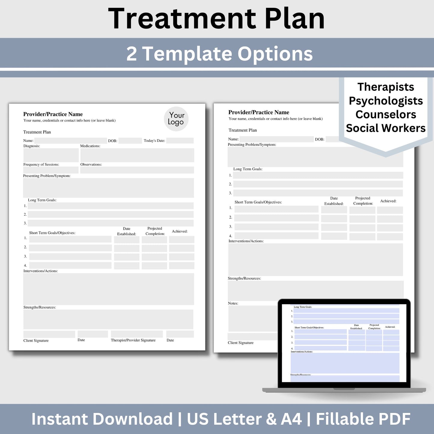 Treatment Plan Template, a fillable PDF designed to optimize your private practice or counseling office. This form empowers therapists to streamline their documentation process with efficient therapy notes.