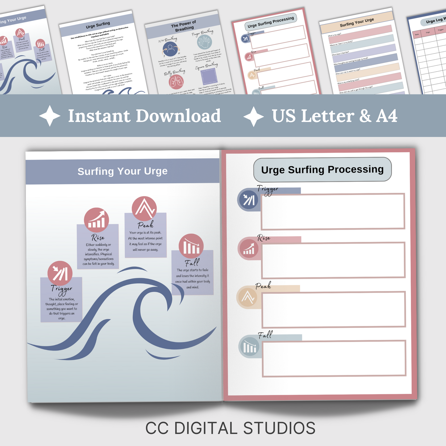 Embark on a transformative journey of addiction recovery with our specialized CBT worksheets, focusing on urge surfing and rooted in DBT principles. Navigate cravings skillfully, fostering emotional regulation and relapse prevention.