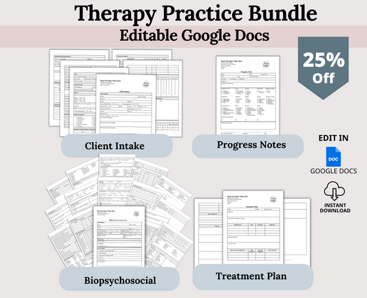 Psychotherapy Documentation Bundle:  Streamline Clinical Practice with Essential Forms