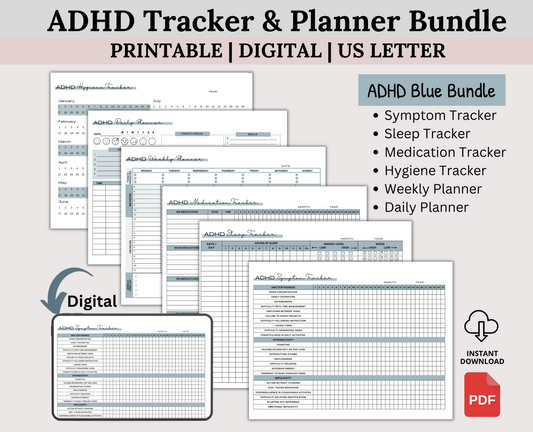 ADHD Tracker & Planner Bundle: Manage Symptoms & Boost Productivity