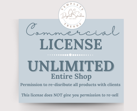 UNLIMITED Commercial License:  Permission to Re-Distribute - Not Resell