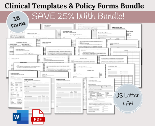 Therapy Private Practice Clinical Forms & Policies Bundle: Organize Your Practice