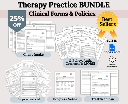 Therapist Office Private Practice Consents and Forms Bundle