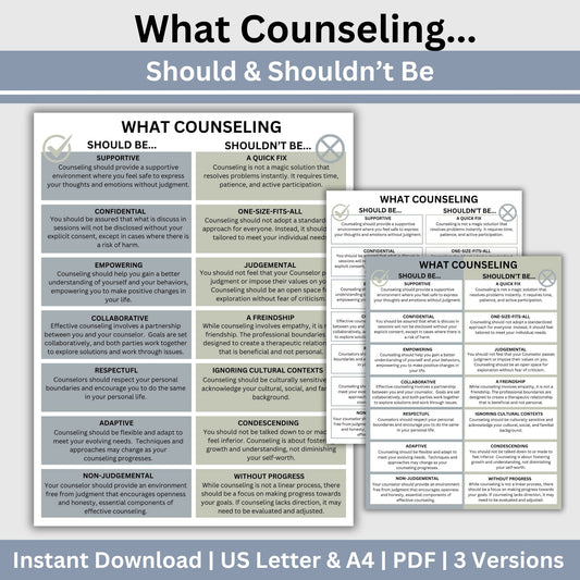 What Counseling Should be handout, perfect for anyone invested in mental well-being.  therapist office, psychologist print, counseling, therapy resources, therapy tools, psychology, counseling