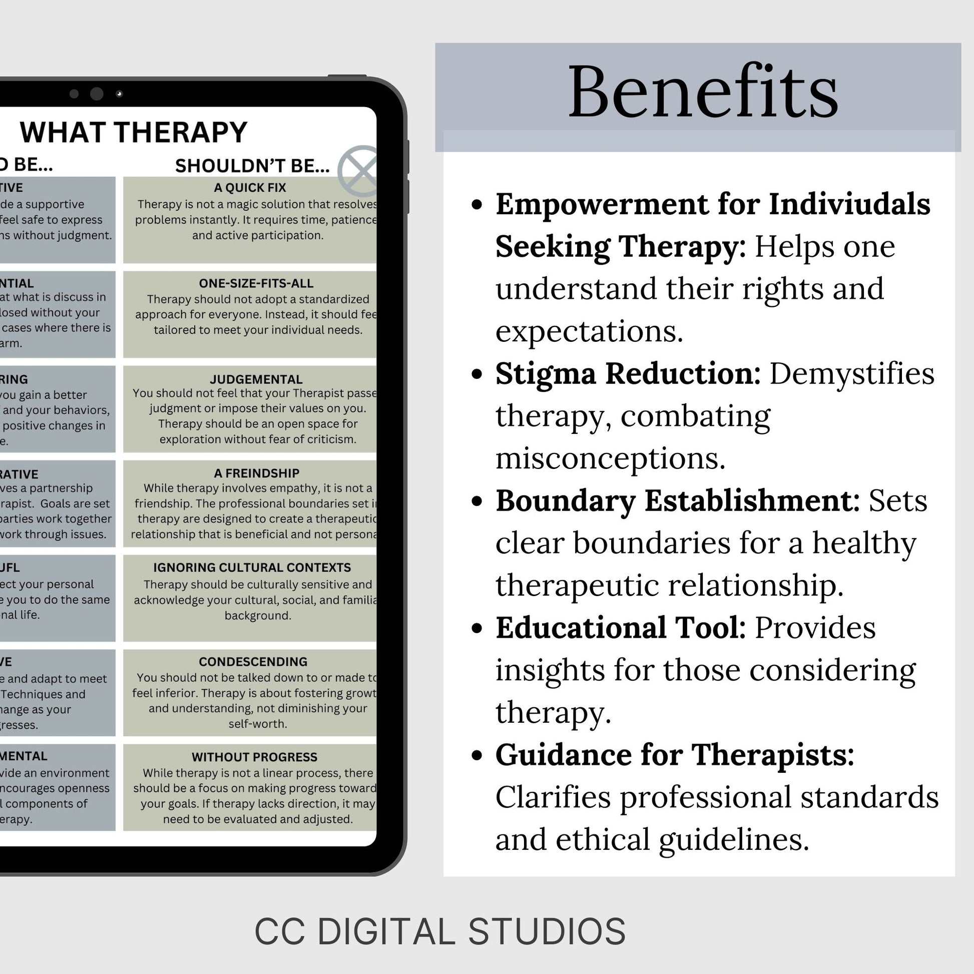 What Therapy Should be handout, perfect for anyone invested in mental well-being.  therapist office, psychologist print, counseling, therapy resources, therapy tools, psychology, counseling