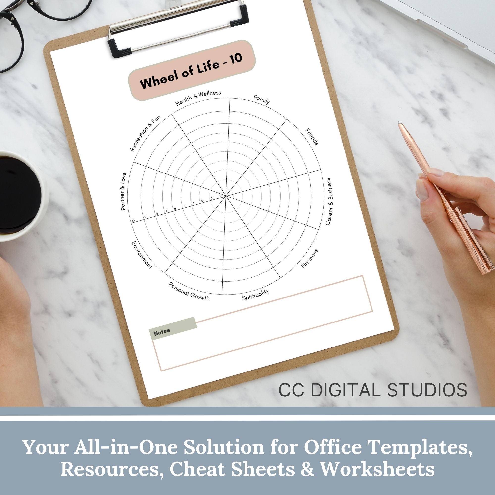 Wheel of Life Balance Therapy Worksheets: Self-Reflection and Growth T ...