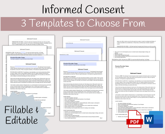 Informed Consent Forms for Private Practice:  Professional Templates