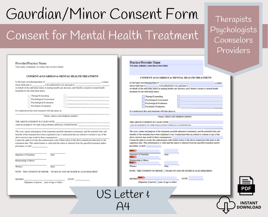 Guardian Consent for Minor Mental Health Treatment Template