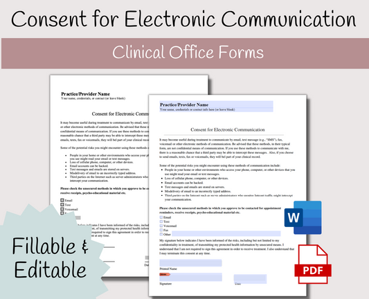 Consent for Electronic Communication Form:  Streamline Your Private Practice