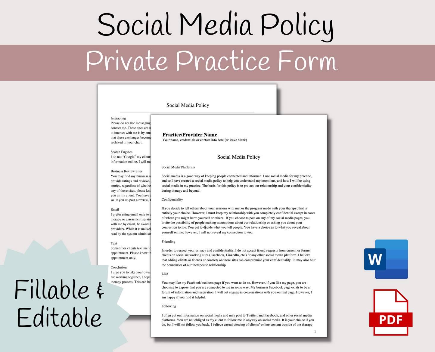 Social Media Policy for Mental Health Private Practice