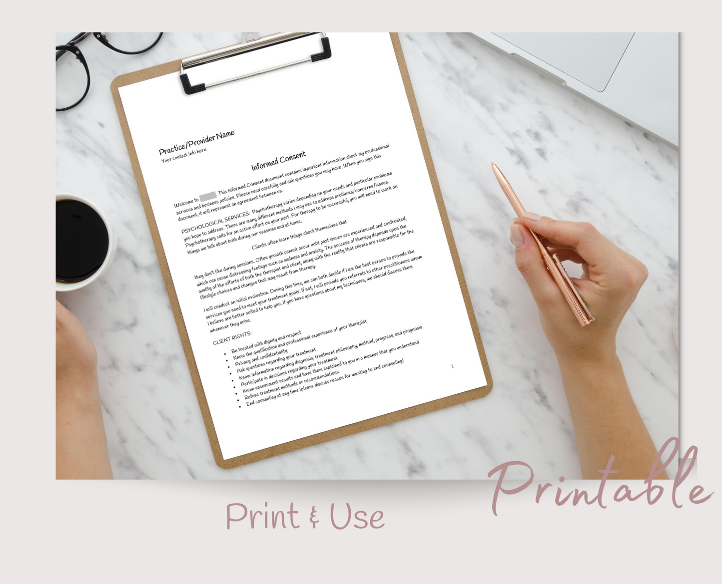 Informed Consent Forms for Private Practice:  Professional Templates