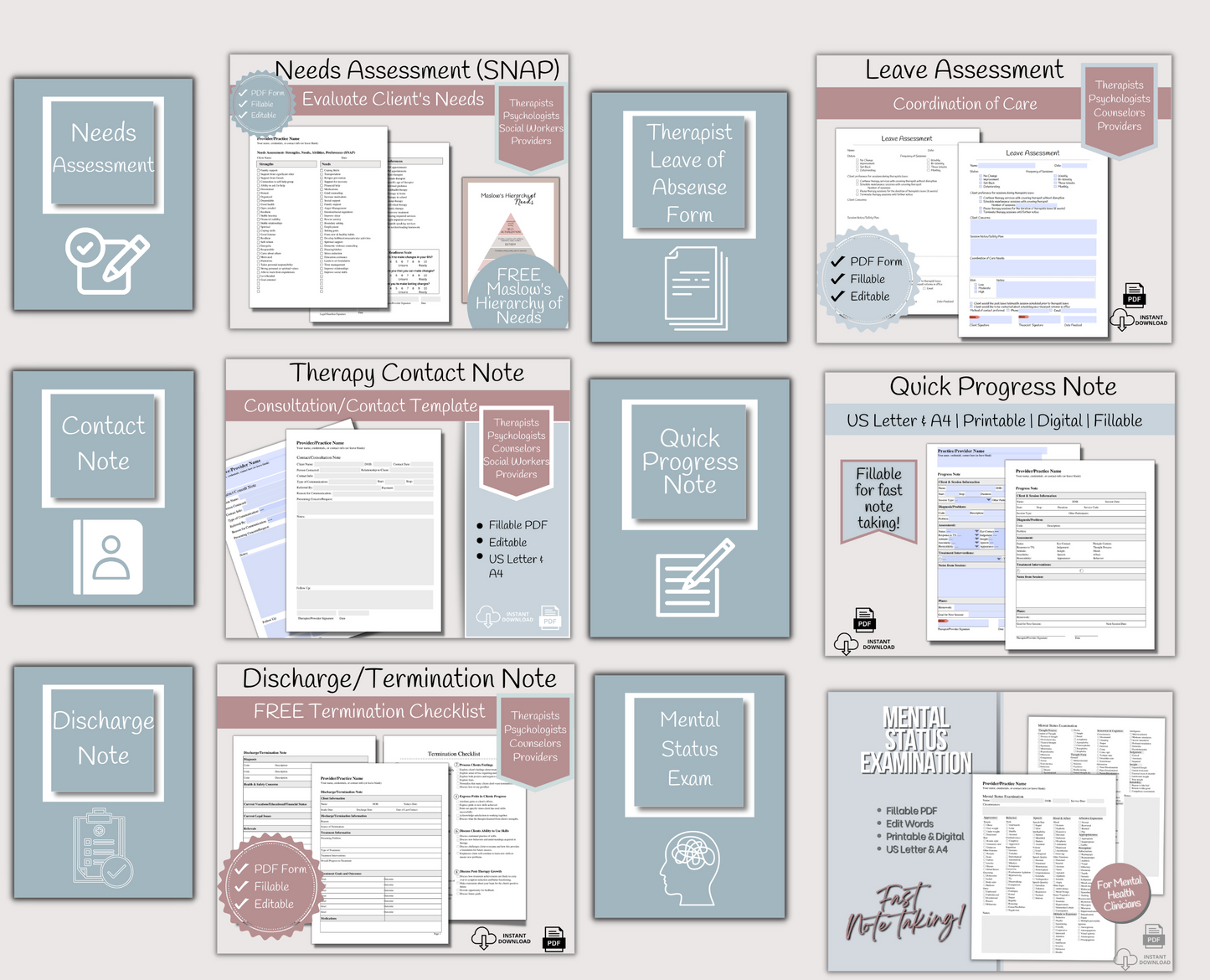 Therapy Documentation Bundle:  Streamline Your Documentation Process